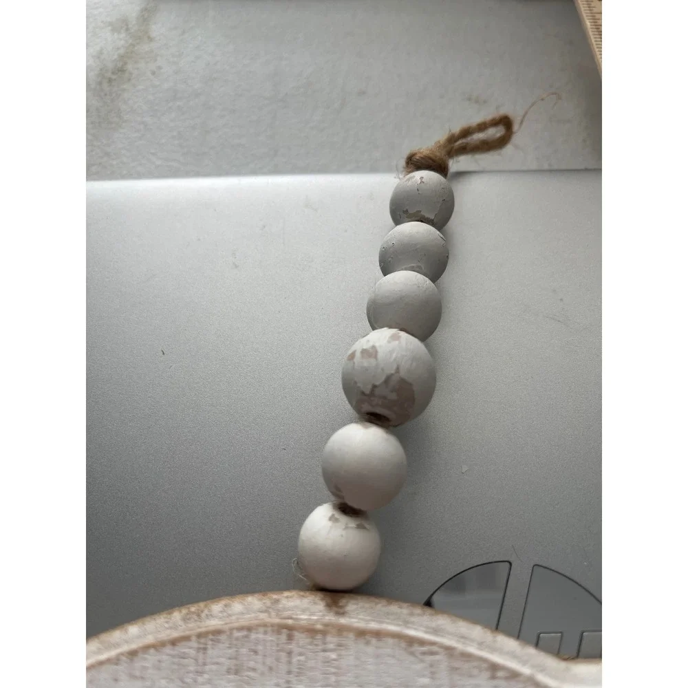Rustic Wooden LOVE Wall Hanging Sign Farmhouse Decor with Beaded Jute Loop